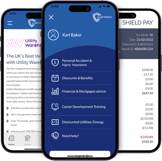 Club Shield worker app screens